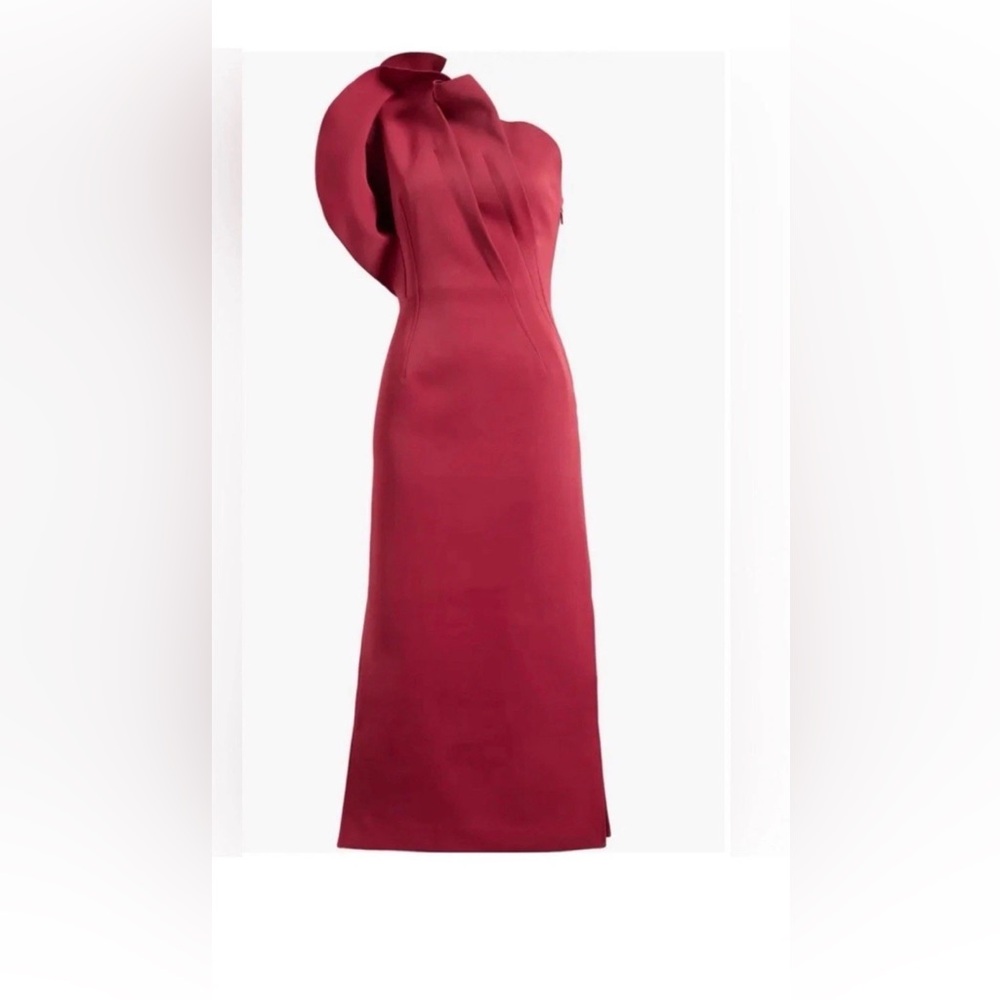 Acler Hawkley Bordeaux One Shoulder Midi Dress 2US